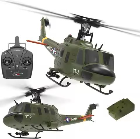 F07 UH-1 Remote Controlled Helicopter 2.4Ghz 6CH RC Helicopter Heli Aileronless 6-Axis Gyroscope Alt