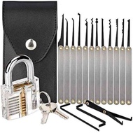 Lock Pick Emergency Lock Opener with Transparent Practice Padlock Set