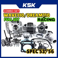 Block+Head Wave110/Dash110 Spec 53/56 Combo Set Full(blok wave110 53 56 racing combo set espada wave