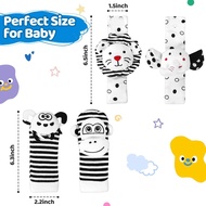 Baby Socks & Wrist Rattles Toys for 0-12 Month,Black And White High Contrast Baby Toys 0-6 Months,Ba