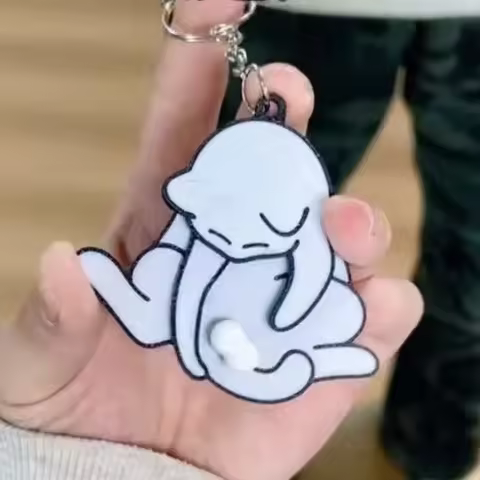 Pull Play Pull Play Egg Cat Keychain Rotatable Exquisite Trick Cat Bag Pendant Bag Charm Acrylic Jew