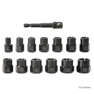 fol 14Pcs Lug Nut Remover Wheel Lock Removal Kit Extractor Set for Removing Damage Dead Rusted Bolt 