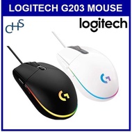 Original Logitech G203 Lightsync RGB Wired Gaming Mouse  Black and  White 2 years warranty ( 910-005