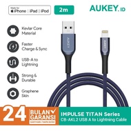 Original Kabel Charger Iphone Aukey CB-AKL2 BLUE MFI USB A To
