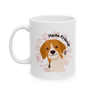 Cute Animal Dog Hello Friend Mug Ceramic Mug 11oz