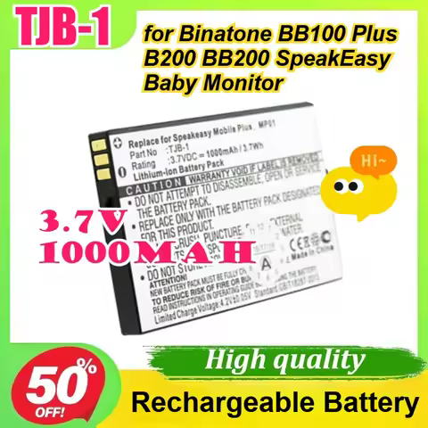 TJB-1 3.7V 1000mAh for Binatone BB100 Plus B200 BB200 SpeakEasy Baby Monitor Replacement Battery