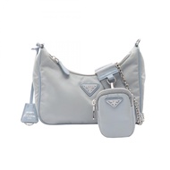 【二手】Prada PRADA 肩背包 2005 復刻版 淺藍色尼龍 Saffiano 皮革 2005 復刻版 尼龍包 女士 二手 B