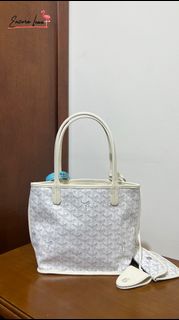 可定製手繪圖案 Goyard Anjou Mini white Tote Bag