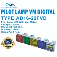 Pilot Lamp LED with VOLT METER 22mm KOTAK AD16-22FVD