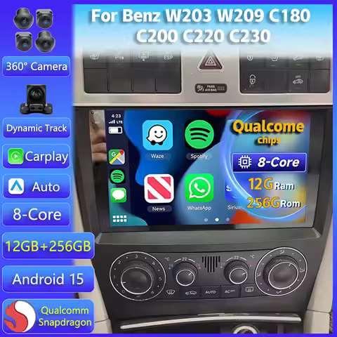 Android 15 Carplay Auto For Mercedes Benz W203 W209 C180 C200 C220 C230 Multimedia Car Radio GPS Ste