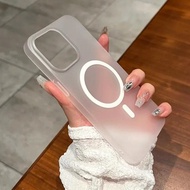 Ultra Thin Matte Clear Case For iPhone 15 14 Plus 13 12 11 Pro Max For Magsafe Wireless Charge Luxur