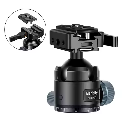 Manbily 44mm Low Profile Tripod Heads with Arca Swiss BH-PA02 CNC Heavy Duty Ball Head For Camera/Hu