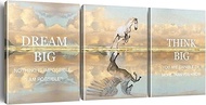 Inspirational Canvas Wall Art Quotes Dream Big Think Big Unicorn Painting Pictures Framed, Set of 3 