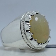 男士蛋白石戒指 澳洲蛋白石戒指 925純銀戒指 手工戒指 男士銀戒指