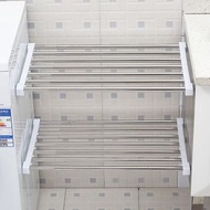 衣櫃隔板分層收納架廚房免釘不銹鋼浴室伸縮置物架