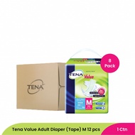 Tena Value Adult Diapers (Tape) - M 12pcs - 8 Packs