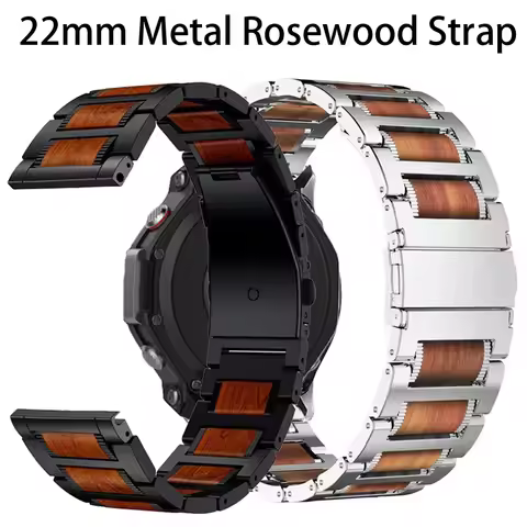 22mm Metal Rosewood Strap for Amazfit T-Rex3 Pro 48mm/Bip 6-5 Business Style Bracelet Wristband for 