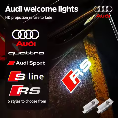 For Audi Sline Sport RS RS3 RS4 RS5 RS6 RS7 A4 B5 B6 B7 B8 RS S3 S4 S5 S7 Car emblem Logo Door Led W