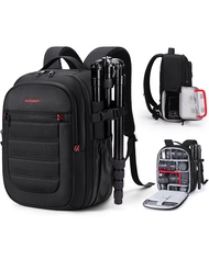 BAGSMART Expandable Camera Backpack for Photographers Waterproof Travel DSLR Camera Bag with 15.6" L