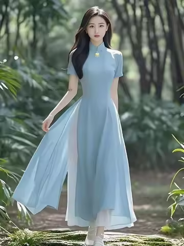 Women Aodai Vetnam Clothing Long Cheongsam Aodai Vietnamese Traditionally Dress Women Graceful Qipao