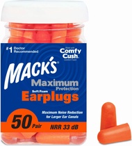 Macks Mack’s Maximum Protection Soft Foam Earplugs – 50 Pair 33 dB Highest NRR – Comfortable Ear Plu