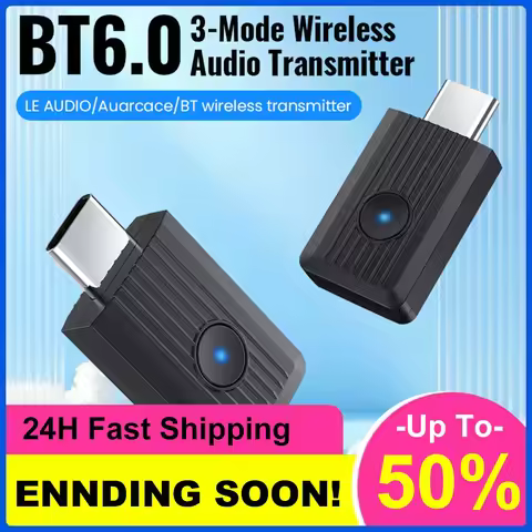 BT 6.0 Type-C USB Dongle Auracast Broadcast LE Audio AptX Adaptive HD for PC TV Gaming Console Mac L
