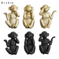 Dickly 3Pcs Monkey Statue Resin Monkey Figurine Collectible Craft Nordic Monkey Sculpture for Home T