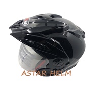 Helm RN Double Visor Hitam Glossy Original