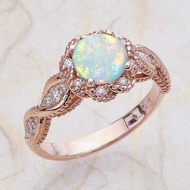 Needle Opal Stone Bowknot Finger Ring for Men Women Cubic Zircon Wedding Engagement Promise Jeweller