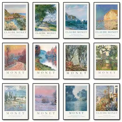Vintage Claude Monet Abstract Landscape Exhibition Posters and Prints Canvas Painting Wall Art Pictu