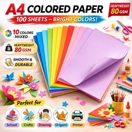 🇸🇬 (100Sheets) A4 Vivid Colors Construction Paper / 80gsm Crayola Construction Paper/ For Kids, Art 