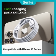 Benks for iPhone 15 ProMax USB-C to USB-C Fast Charging Cable 480 Mbps Fast Transfer Braided PD Data Cable Type-C to Lightning 1M/2M For iPad Data Cable