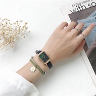Women Watch Green R Square Watches Leather Strap Simple Fashion Lady