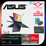 Asus VivoBook Flip 14 TM420U-AEC176WS 14" FHD 2-In-1 Touch Laptop Black ( Ryzen 5 5500U, 8GB, 512GB 
