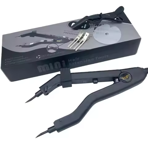 24mm Mini Hair Extension Iron – Adjustable Temp. Black Keratin Bonding Tool with Sharp Heating Tip f