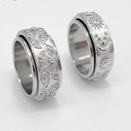 The New Devil's Eye Rotatable Titanium Steel Ring Sun Moon Star Stainless Steel Retro Decompression 