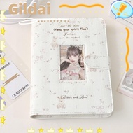 GILDAI 1pc 3-inch Photocard Holder, Pink Floral Patterns Loose-leaf Photo Card Binder, Sweet PU A5 C