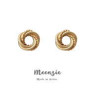 S925 Matte Metallic Round Twisted Earring • Stud Earring