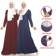 Jubah Umrah Muslimah / Basic Plain Women Muslim Robe, Murah, Labuh, Poket, Plus Size, Nursing Friendly, YULIAQARIA