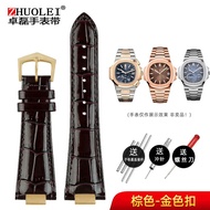 🚀ราคาไม่แพงมากที่สุด🚀สายนาฬิกาหนังแท้25X13mm พร้อมขั้วต่อสำหรับ Patek Philippe Nautilus 5711 5726 57