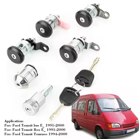 Full 6 Lock Set Front Rear Door Ignition with 2 Keys 95VB-B22050-FG for Ford Transit MK5 1994 - 2000