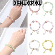 BRNUOMOU Korean Daisy Bracelet, Lucky Multicolor Bohemian Bracelet,  Elastic Handmade Bracelet Bohem