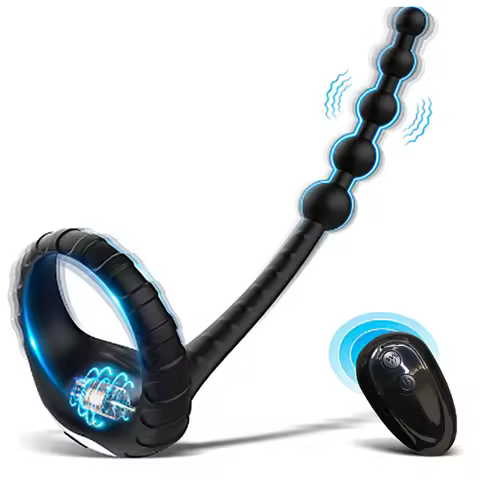 2-in-1 Wireless Remote Controlled Prostate Vibrator with 10 Vibration Modes Anal Plug Vibrating Mass