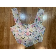 Floral Crop Top Lovito Label Work M Chest 35-36 Length 18