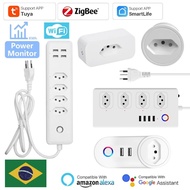 【support】 Brazil Tuya Smart Home Zigbee Wifi Smart Plug Socket Home Appliance Outlet Power Strip Voice Control For Alexa Google
