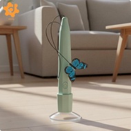 [utruiut0k] Interactive Play Stick Cat Toy Suction Base Butterfly Teaser Rod White