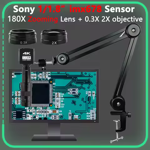 YIZHAN 4K Electronic Digital Microscope For Soldering 1/1.8" imx678 Sensor Microscope Camera 180X Zo