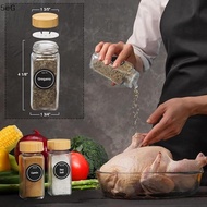 7PCS/set 4Oz Glass Spice Jar Seasoning Containers With Bamboo Lids Square Empty Spice Bottles Herbs