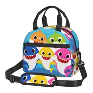 Baby Shark Insulated Reusable Lunch Bag Large Lunch Box for Women and Men with Adjustable Shoulder Strap Front Zipper Pocket