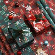 Christmas Wrapping Paper Plaid Reindeer Santa Claus Flower Bouquet Gift Wrapping Paper Wholesale